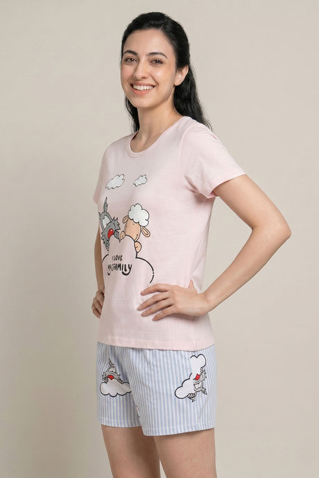 Zivame Farm Lore Knit Cotton Short Set - Cradle Pink — image 3